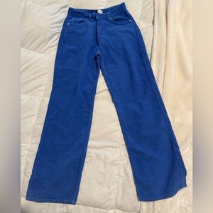 Blue Corduroy Wide Leg Pants
